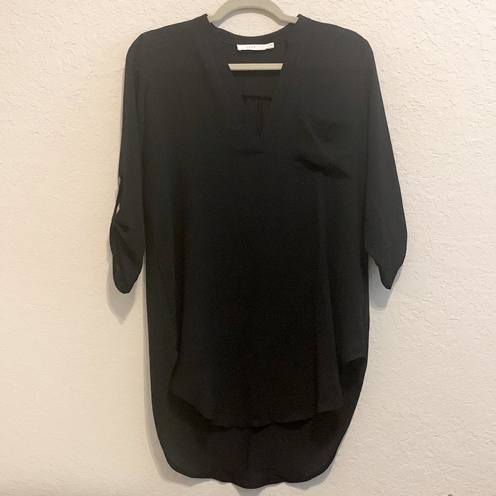 Lush Brand Roll Tab Sleeve Top - Black - Size XS